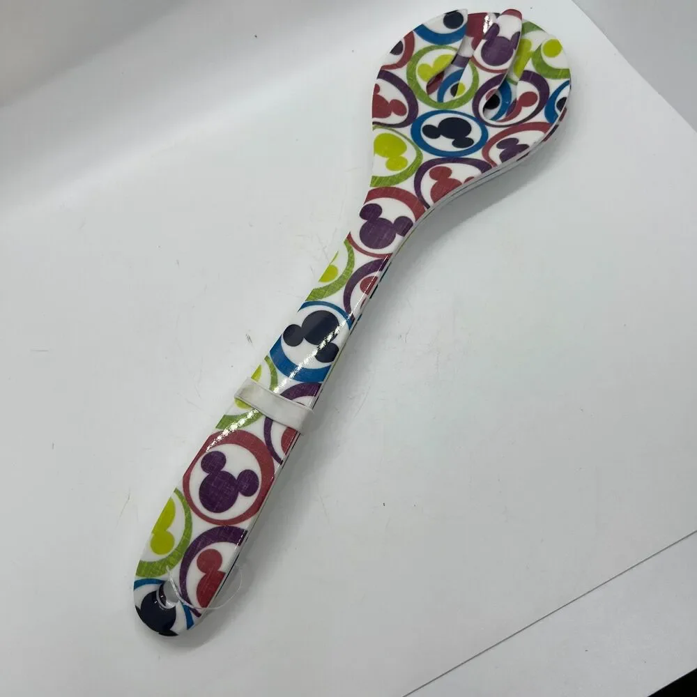 Disney Park Mickey Mouse Geometric Melamine Salad Fork & Spoon NEW serving table